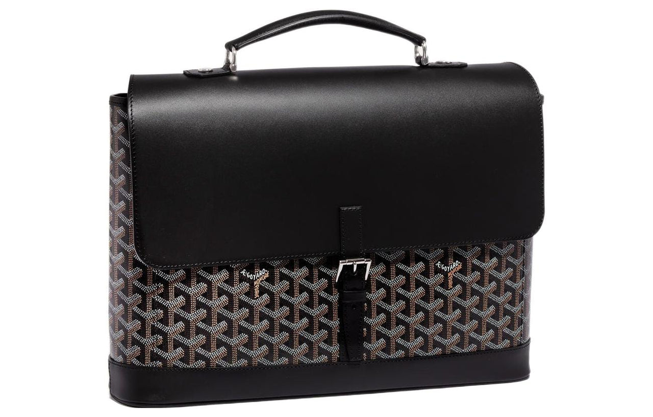 GOYARD Citadin Canvas With Leather Messenger Bag Handbag Briefcase Small Size Unisex Black
