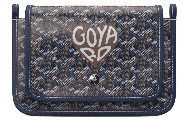 GOYARD Plumet Canvas With Leather Envelope Bag Crossbody Bag Shoulder Bag Unisex Dark Blue Chestnut Small Heart