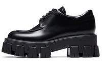 PRADA Monolith Brushed Calf Derby Shoes 'Black' Women's