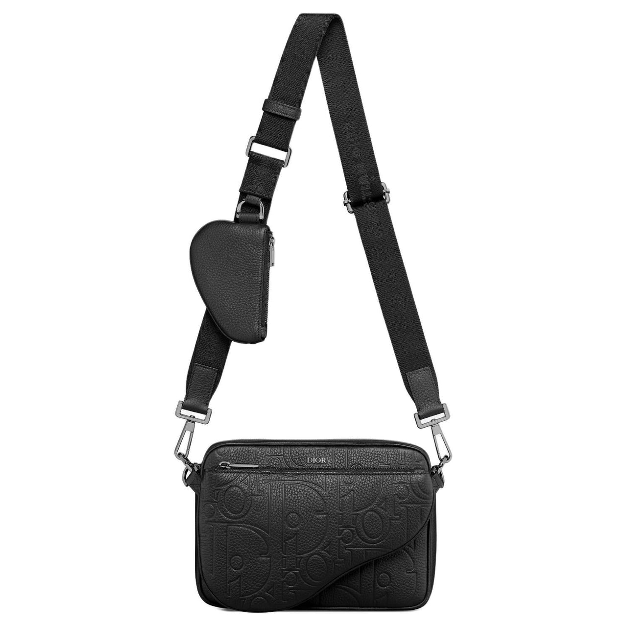 DIOR Cow Leather Shoulder Bag Crossbody Bag Unisex Black