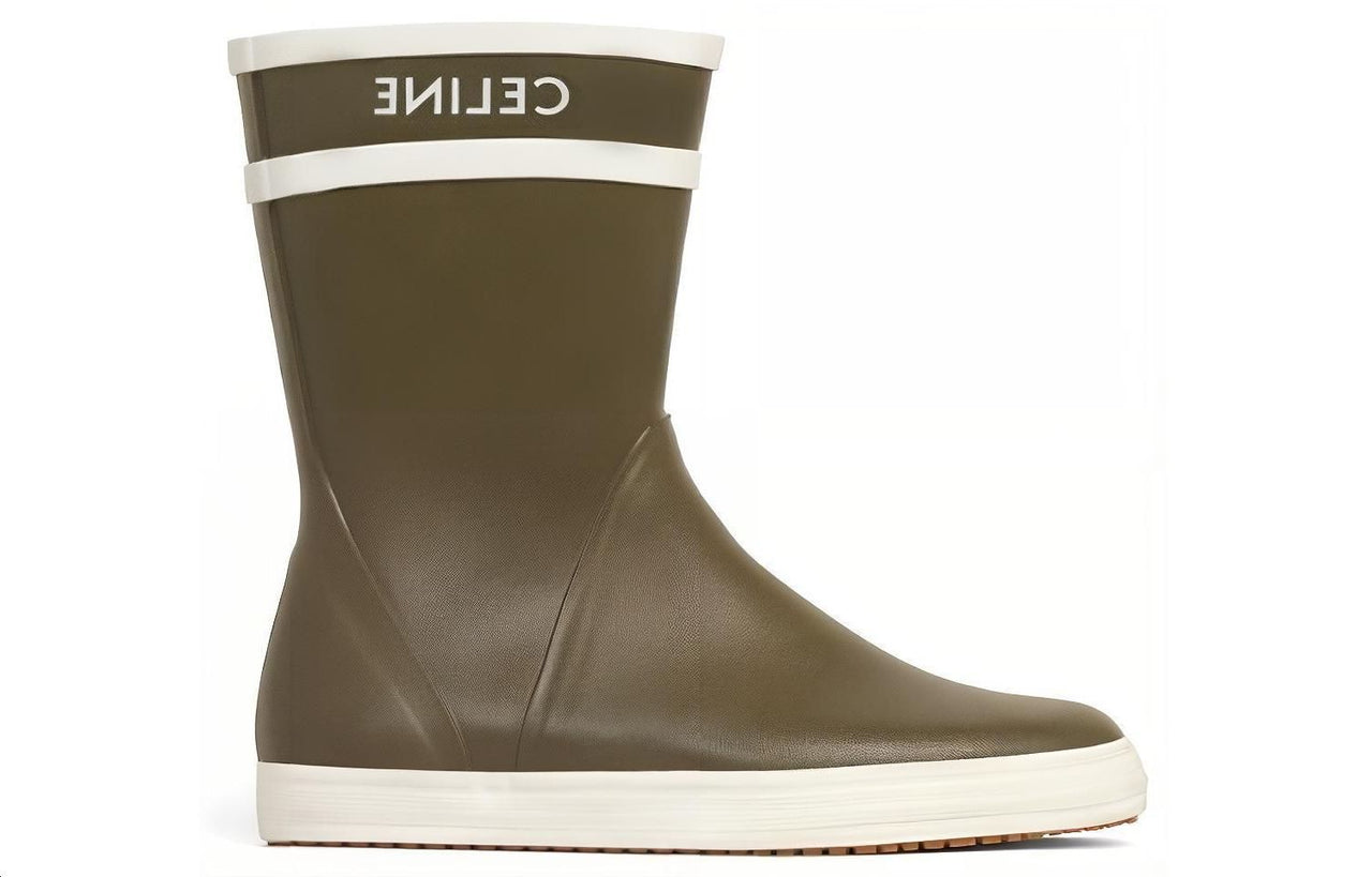 CELINE Ankle Boots Women's Khaki Green