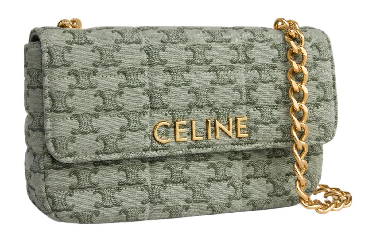 CELINE Fabric Crossbody Bag Shoulder Bag Women's Khaki Green