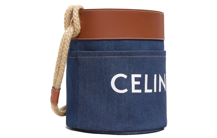 CELINE Denim With Cow Leather Bucket Bag, Handbag, Shoulder Bag, Crossbody Bag Women's