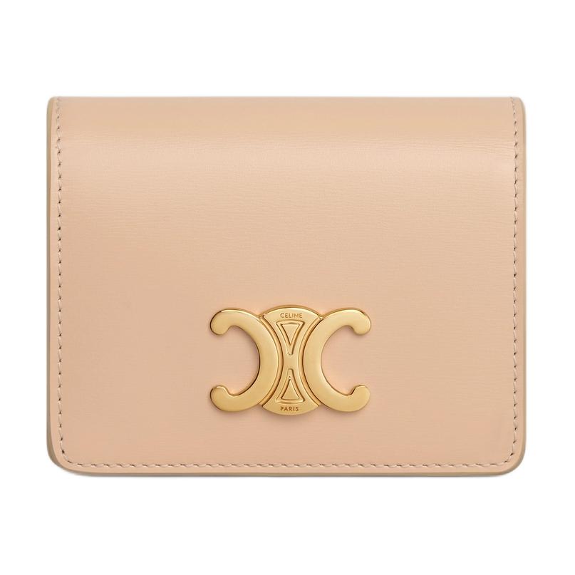 CELINE Calfskin Card Holder Women's Oat Beige