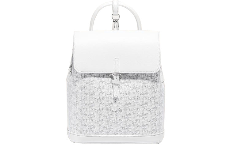 GOYARD Canvas With Leather Dog's Teeth Backpack Mini Women's White