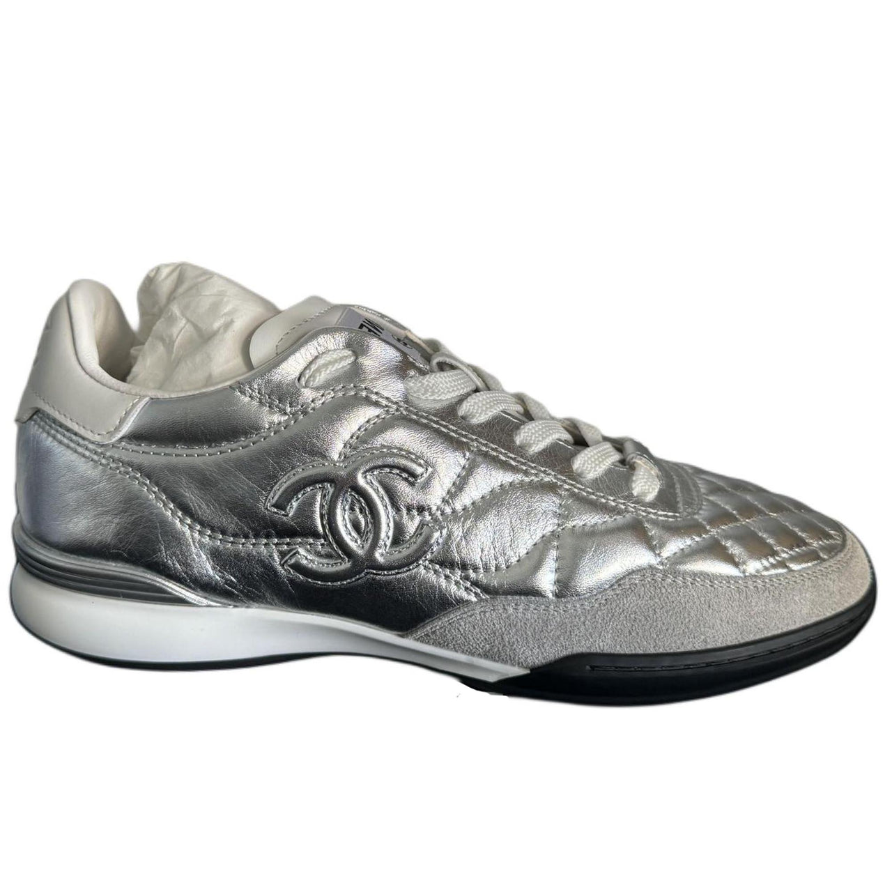 CHANEL 24a German Army Trainers Casual Shoes Women's Silver