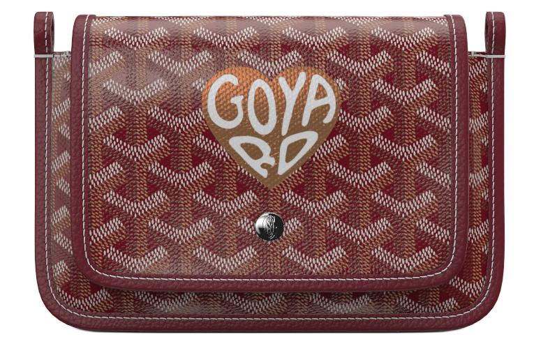 GOYARD Canvas With Leather Envelope Bag Crossbody Bag Shoulder Bag Unisex Burgundy & Bronze Small Heart