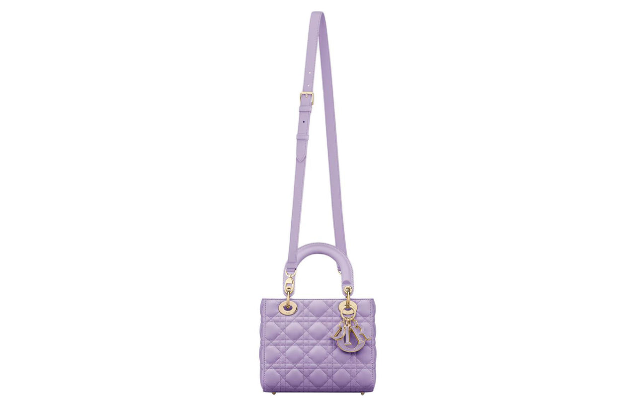 DIOR Lady Dior Sheepskin Dior Bag Shoulder Bag Crossbody Bag Handbag Small Size Women's Light Purple