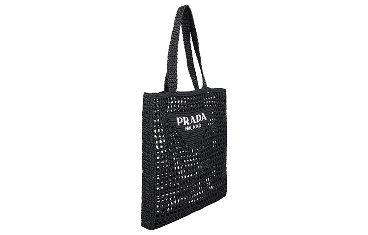 PRADA Cotton Tote Bag Shopping Bag Handbag Regular Men's Black
