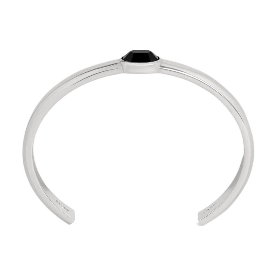 CELINE Bevelled Cuff In Onyx And Sterling Silver With Rhodium Finish