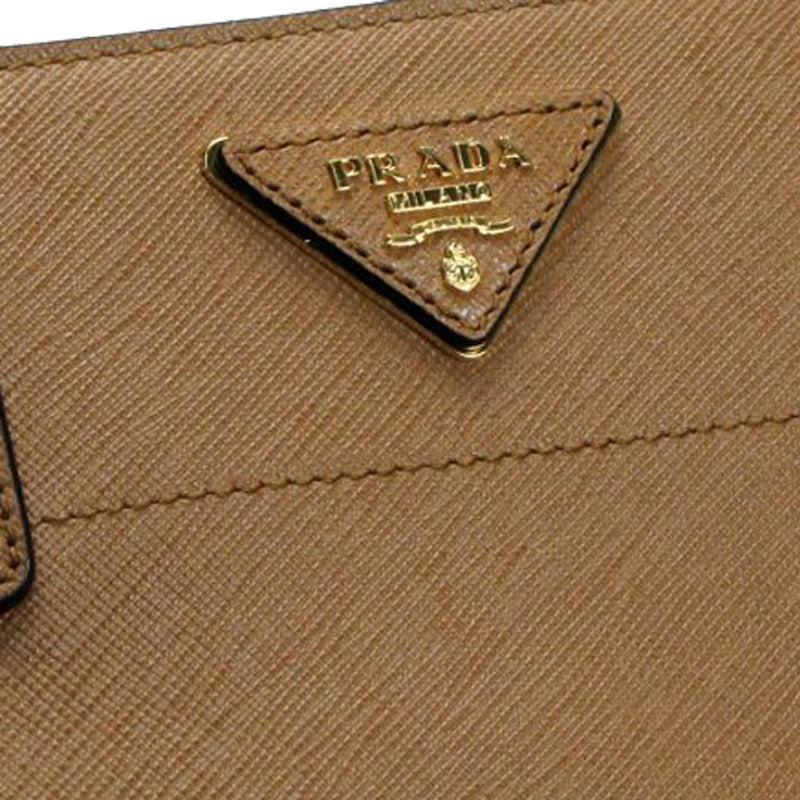 PRADA Cow Leather Tote Bag Shopping Bag Portable Crossbody Bag Shoulder Bag Women's Caramel