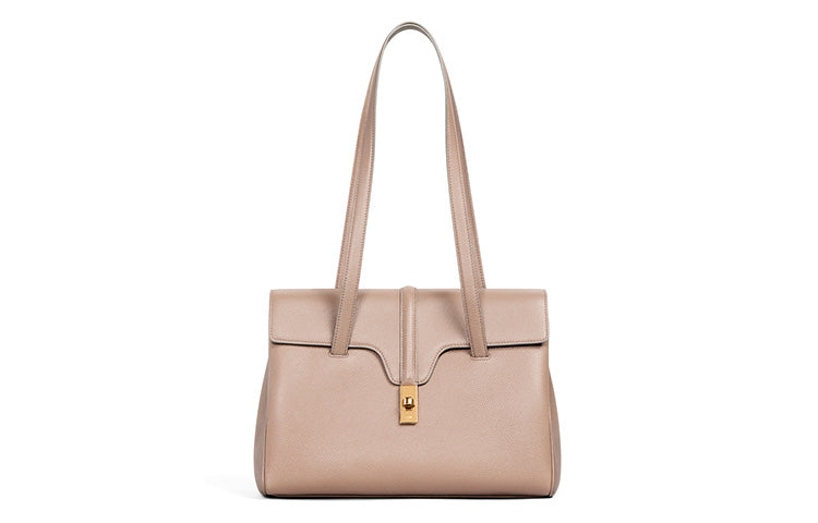 CELINE 16 Calfskin Portable Crossbody Bag Shoulder Bag Medium Size Women's Egg Stone Brown