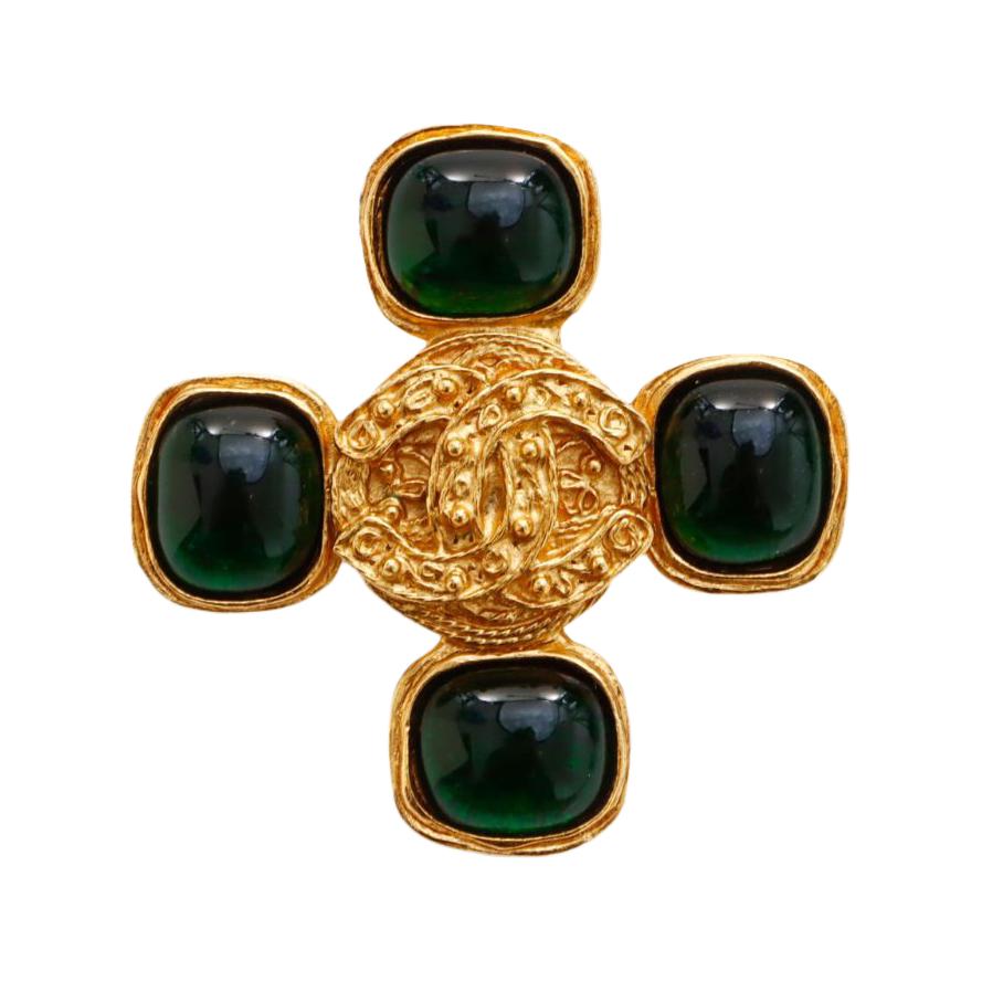 CHANEL 1994 Cc Stone detail Brooch