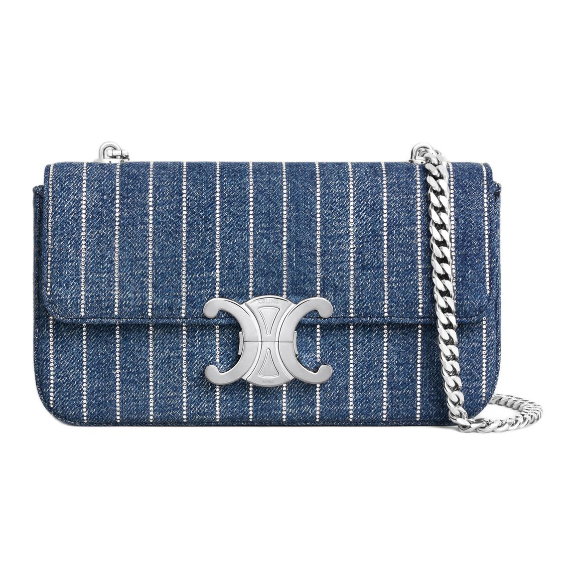 CELINE Claude Denim Crossbody Bag, Shoulder Bag Women's Blue