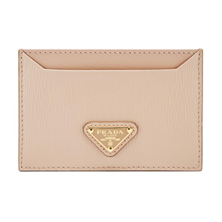 PRADA Cow Leather Card Holder Women's Pink