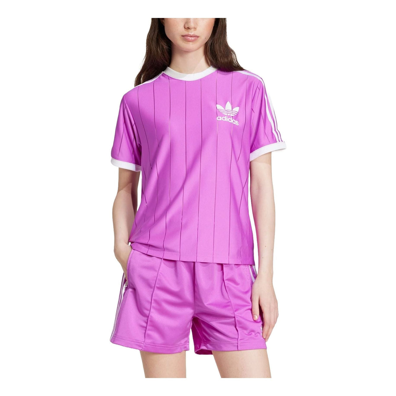 (WMNS) adidas Adicolor 3-Stripes Pinstripe T-Shirt Asia Sizing 'Purple' IY7225