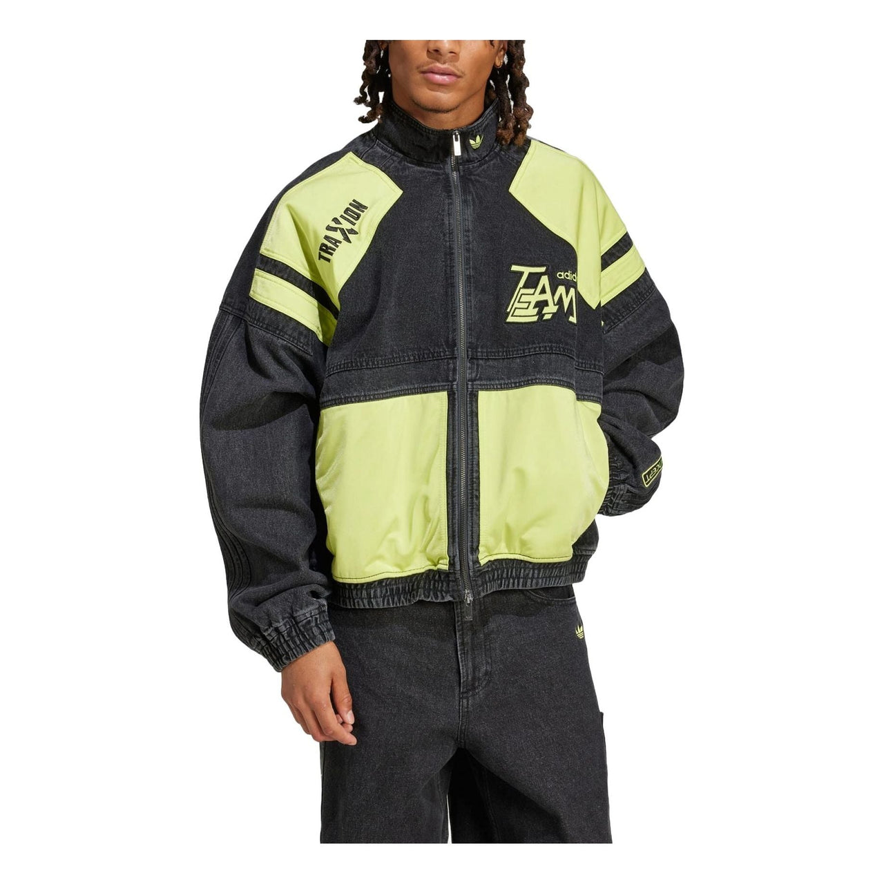 adidas Adilenium Season 2 Moto Denim Jacket Asia Sizing 'Black Green' JN0824