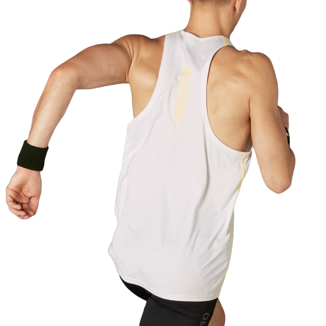 adidas Adizero Running Singlet Asia Sizing 'White Yellow' IM9836