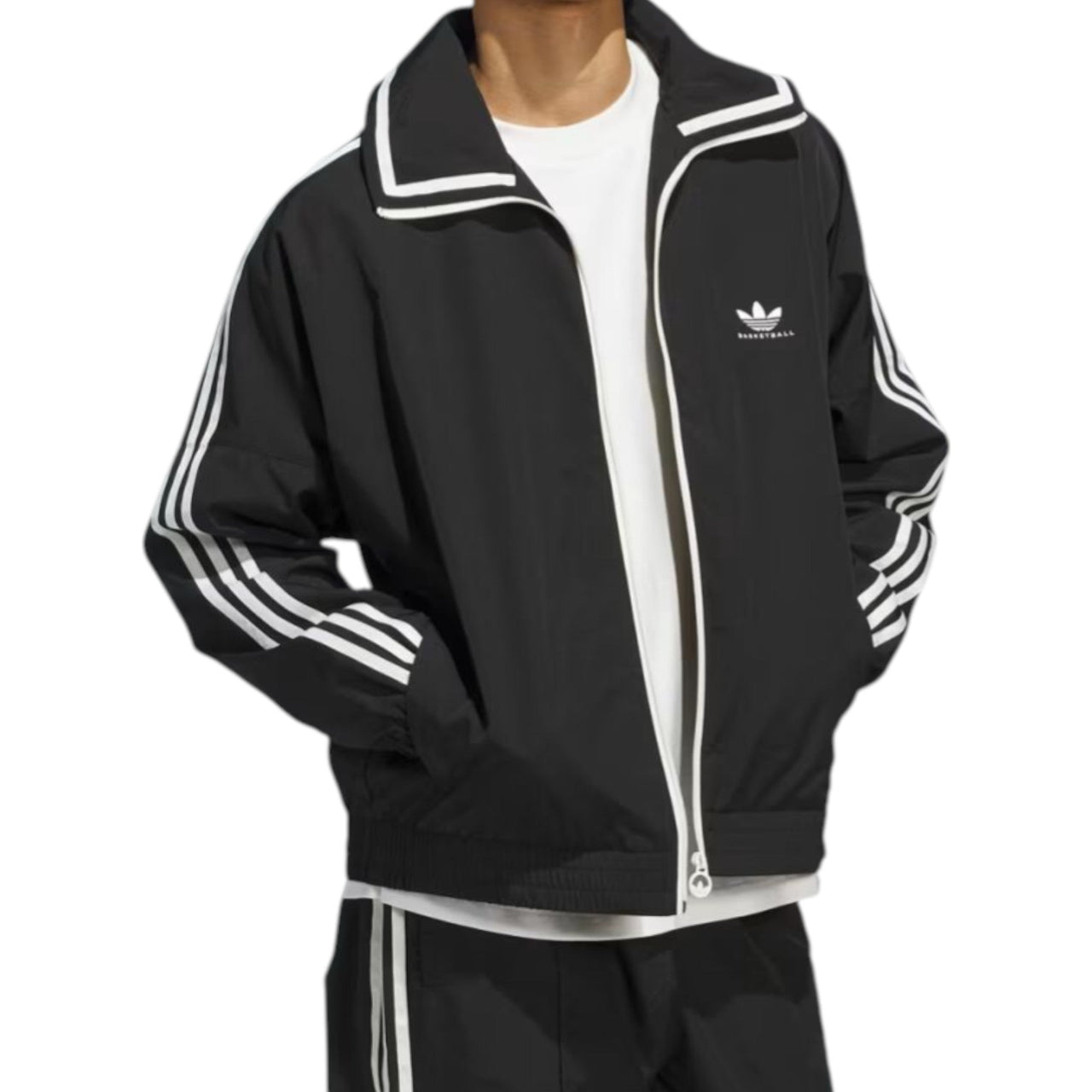 adidas Basketball Shell Jacket Loose Fit Asia Sizing 'Black' JD5197