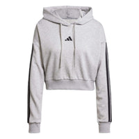 (WMNS) adidas Essentials 3-Stripes French Terry Crop Hoodie 'Grey Black' JE0019