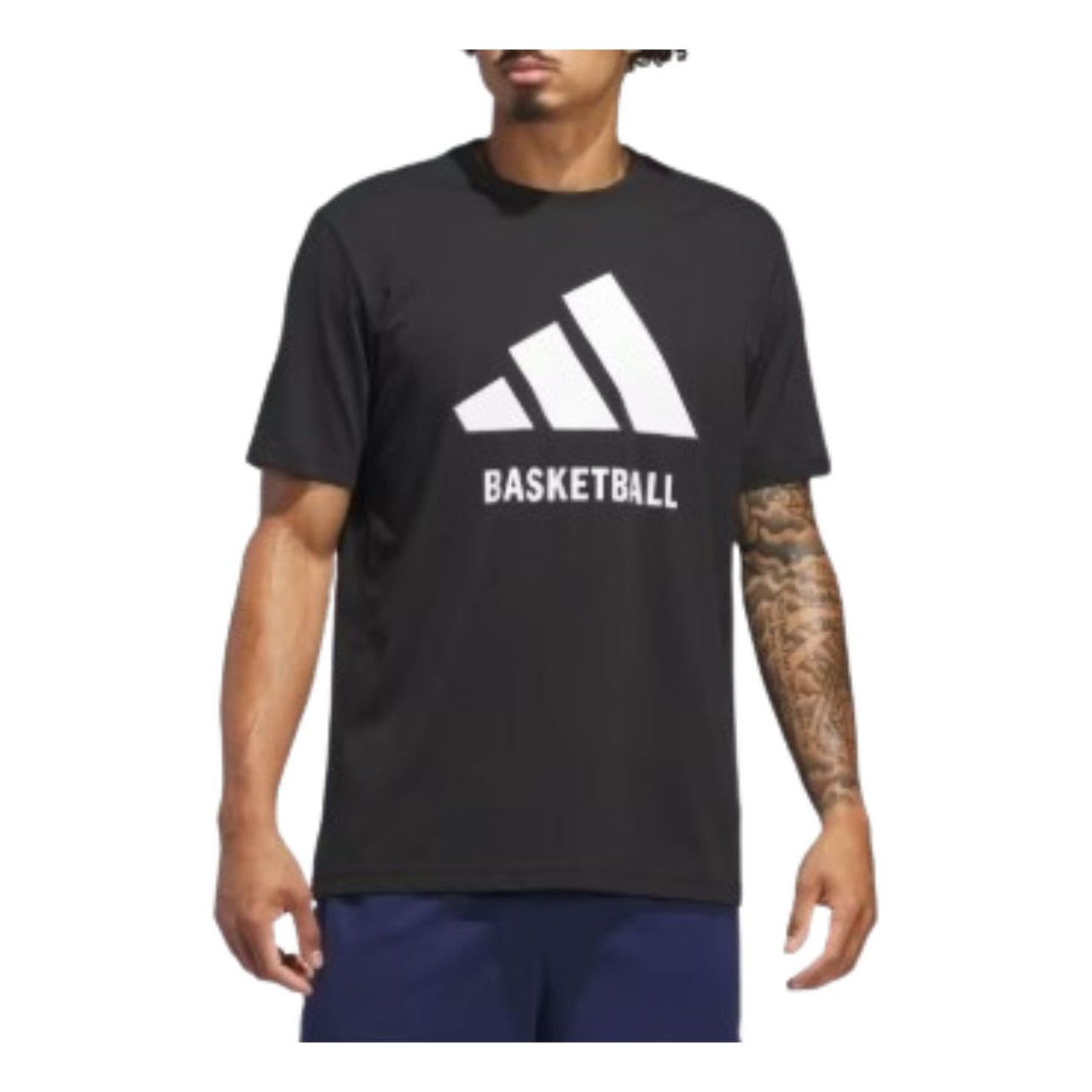 adidas Basketball T-Shirt Asia Sizing 'Black White' JI7098