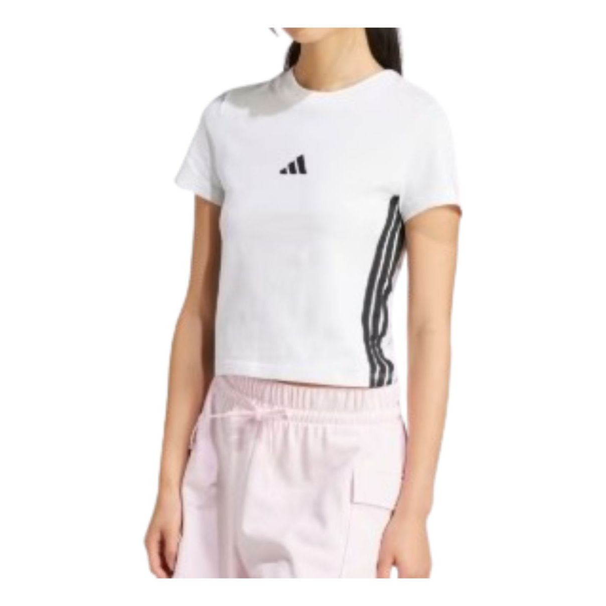 (WMNS) adidas Essentials 3-Stripes Slim Baby T-Shirt 'White Black' JE1239