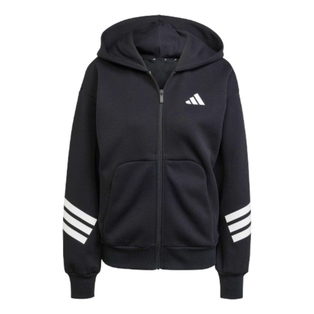 (WMNS) adidas Future Icons 3-Stripes Full-Zip Hoodie Asia Sizing 'Black White' JE0171