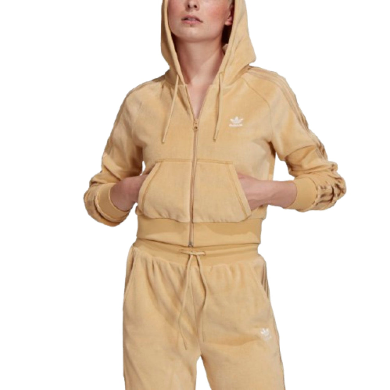 (WMNS) adidas Cropped Full Zip Hoodie Asia Sizing 'Orange' H18826