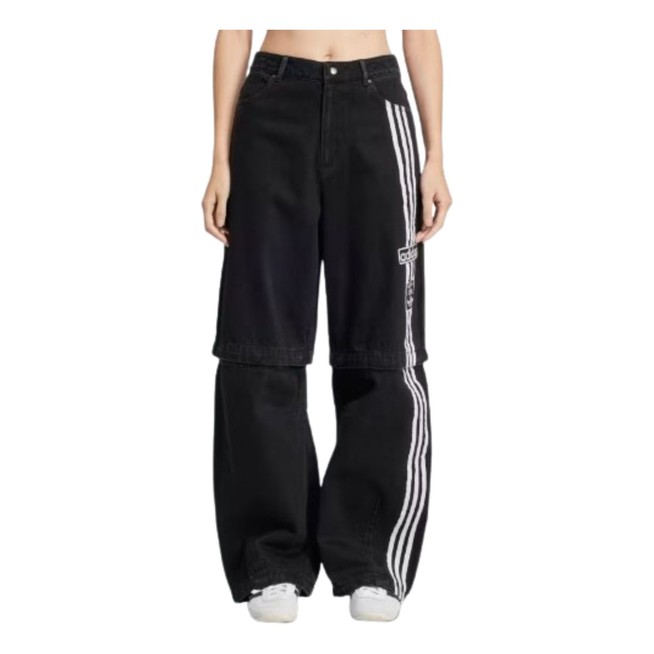 (WMNS) adidas Adibreak Denim Two-In-One Pants Asia Sizing 'Black White' JD0082