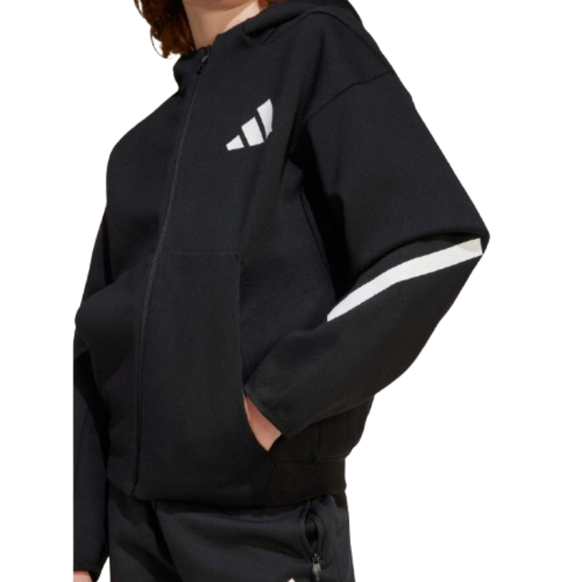 (GS) adidas Z.N.E. Full-Zip Hooded Track Jacket Asia Sizing 'Black White' JC7574