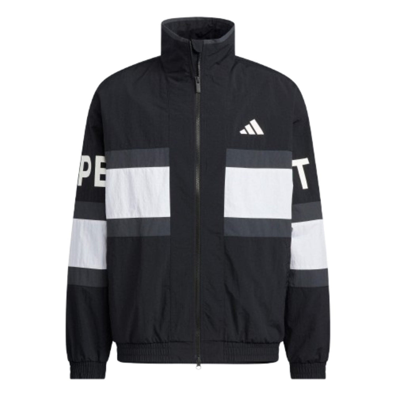 adidas Wording Pack Loose Fit Mesh-Lined Woven Jacket Asia Sizing 'Black White' JM2064
