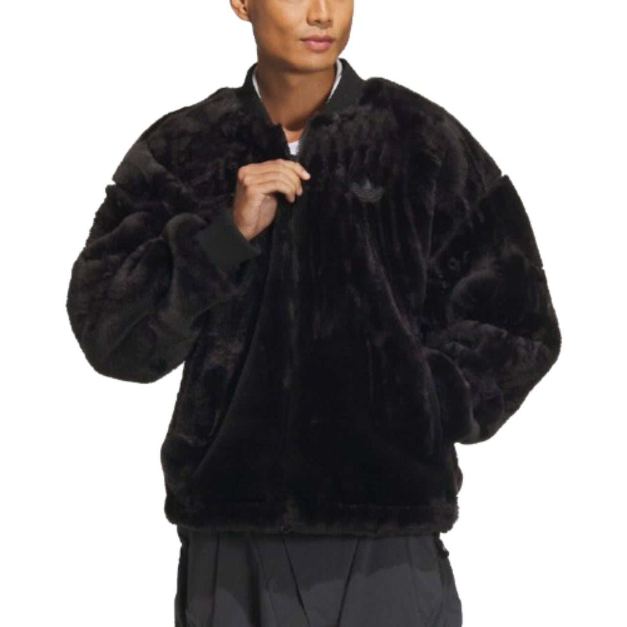 adidas New Fur Jacket Asia Sizing 'Black White' JD3776
