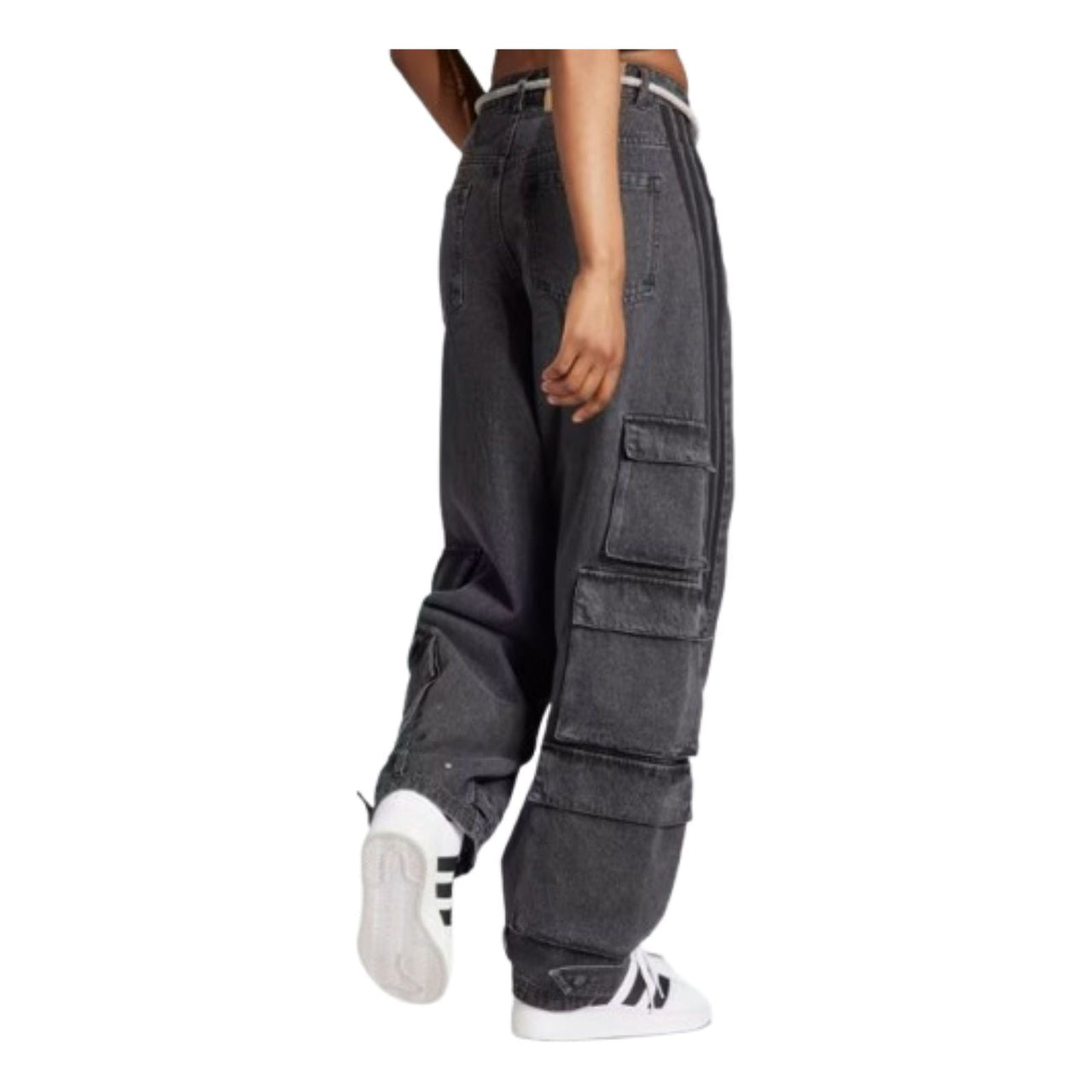 (WMNS) adidas Adilenium Denim Cargo Pants Asia Sizing 'Black' IV9345