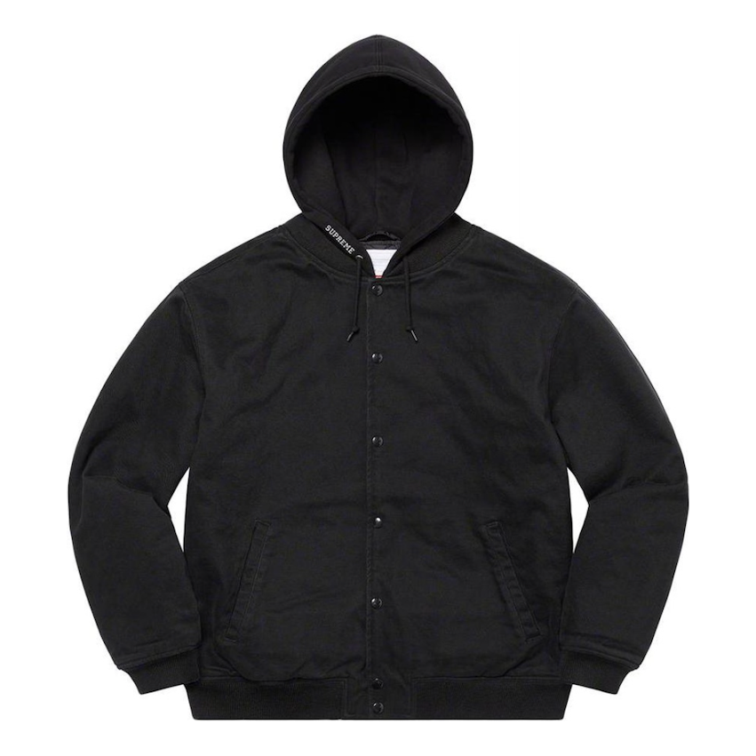 Supreme Hooded Twill Varsity Jacket 'Black' SUP-SS22-870-BLK