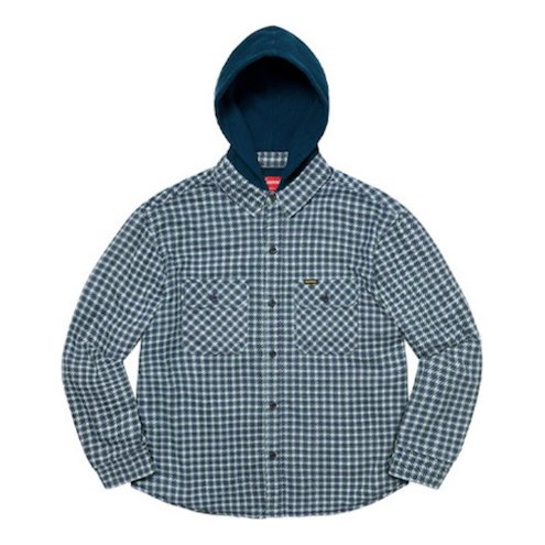Supreme Houndstooth Flannel Hooded Shirt 'Blue' SUP-FW22-725