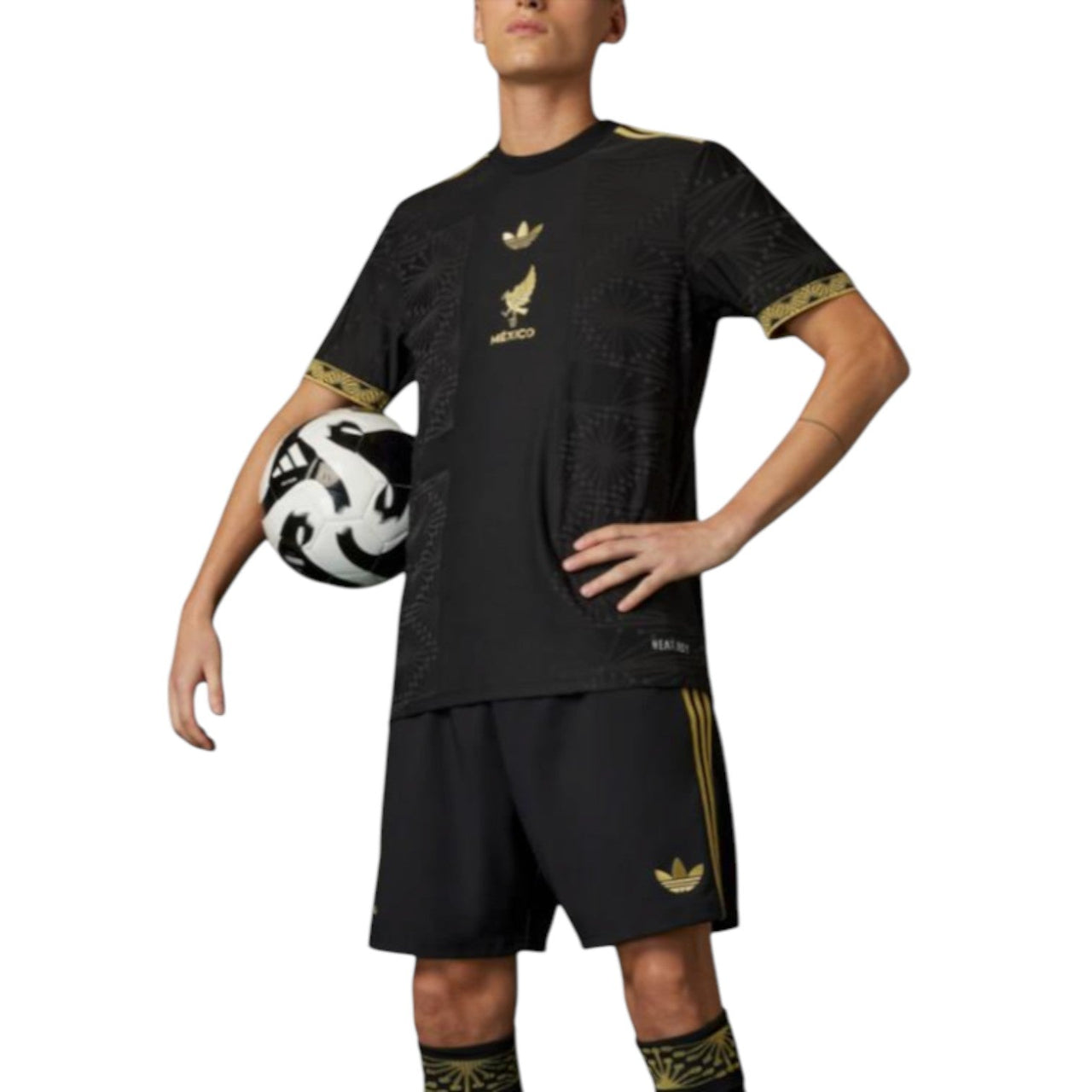 adidas x Mexico Gold Jersey Slim Fit Asia Sizing 'Black' JF2639