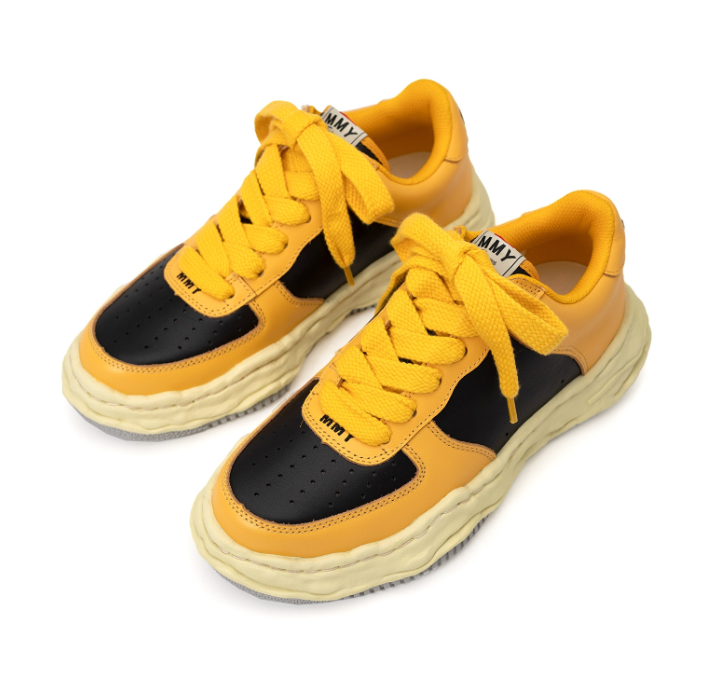 Maison MIHARA YASUHIRO WAYNE VL OG Sole Leather Low-top Sneaker 'Black Yellow' A09FW730-BLKYEL
