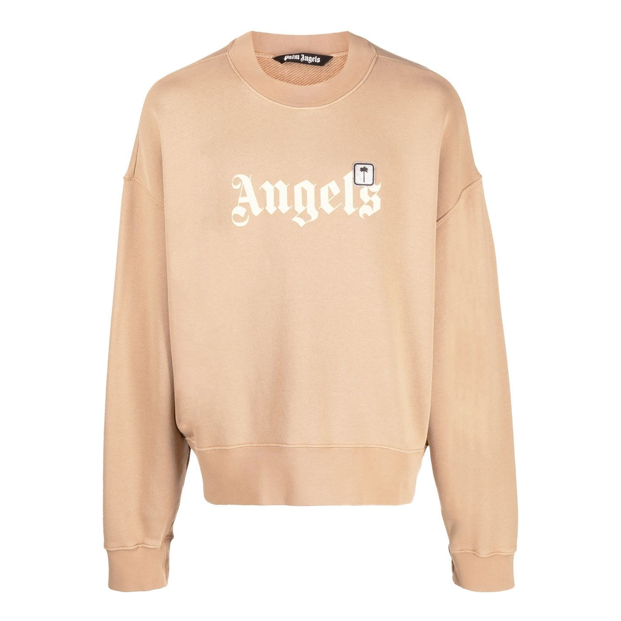 Palm Angels Patch Logo Crew Sweatshirt 'Beige White' PMBA026F22FLE0046410