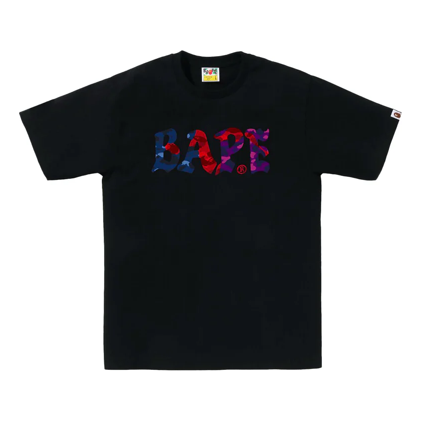 A Bathing Ape Color Camo Crazy Bape Logo T-Shirt 'Black' 001TEJ301049MBLK