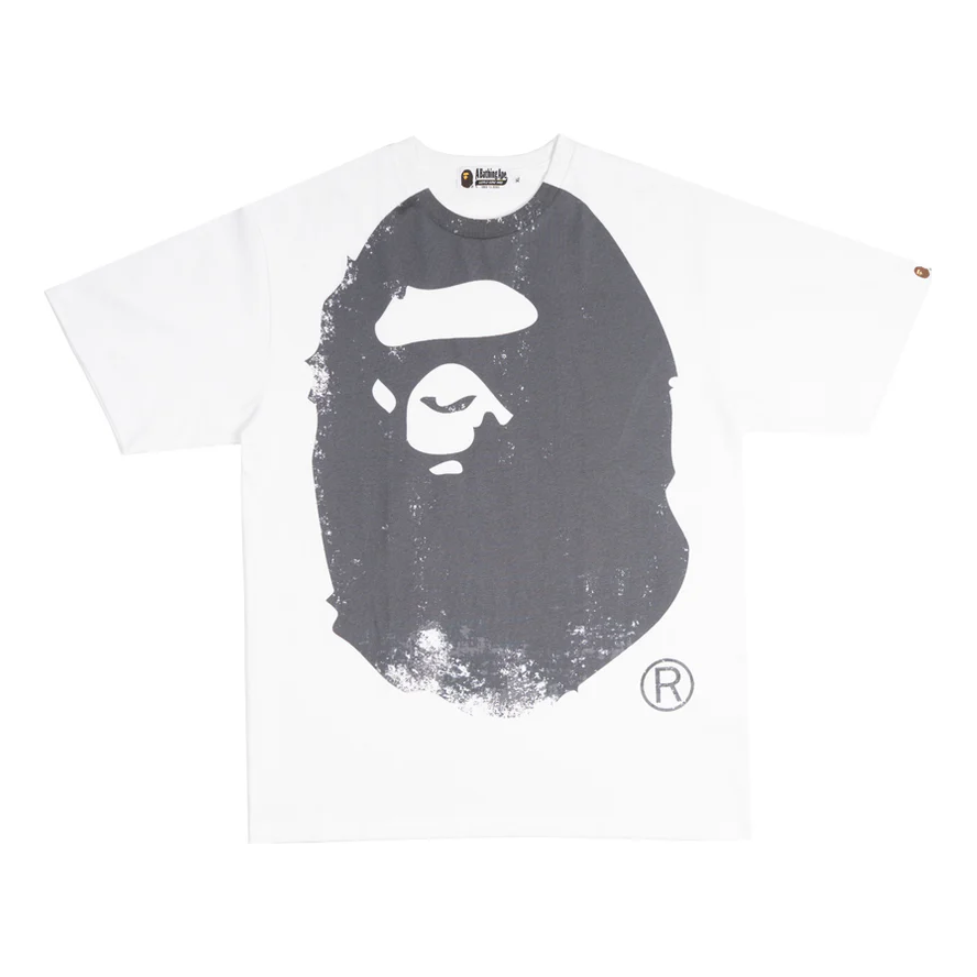 A Bathing Ape Overprinted Ape Head T-Shirt 'White' 001CSJ801001MWHT