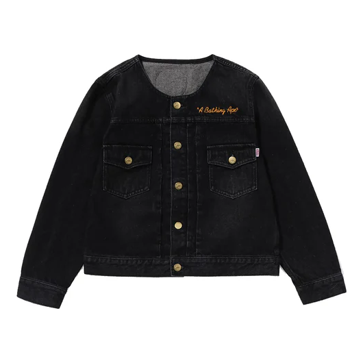 (WMNS) A Bathing Ape Denim Jacket 'Black' 001LJJ802002LBLK
