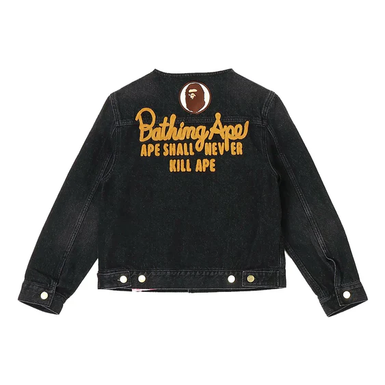 (WMNS) A Bathing Ape Denim Jacket 'Black' 001LJJ802002LBLK