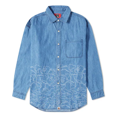 A Bathing Ape Anniversary Denim Shirt 'Indigo Blue' 001SHJ701001FLIG