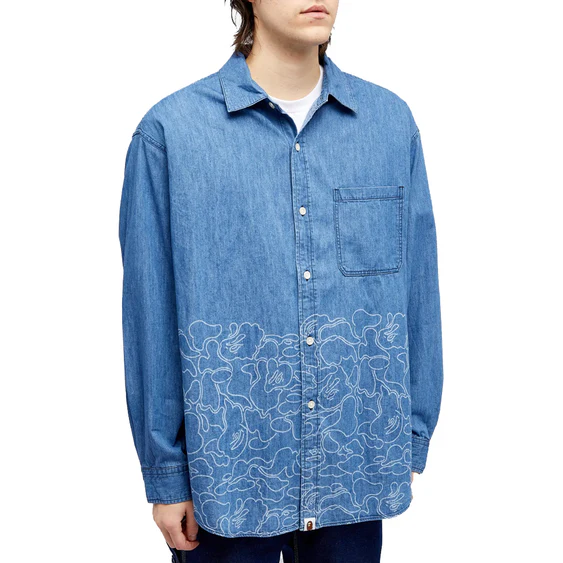 A Bathing Ape Anniversary Denim Shirt 'Indigo Blue' 001SHJ701001FLIG