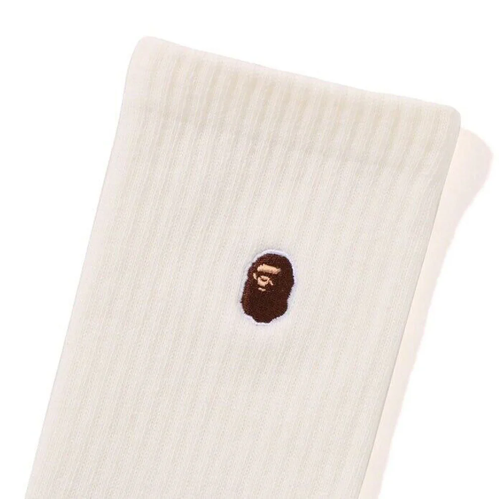 A Bathing Ape Ape Head Socks 'White' 001SOJ801002MWHT