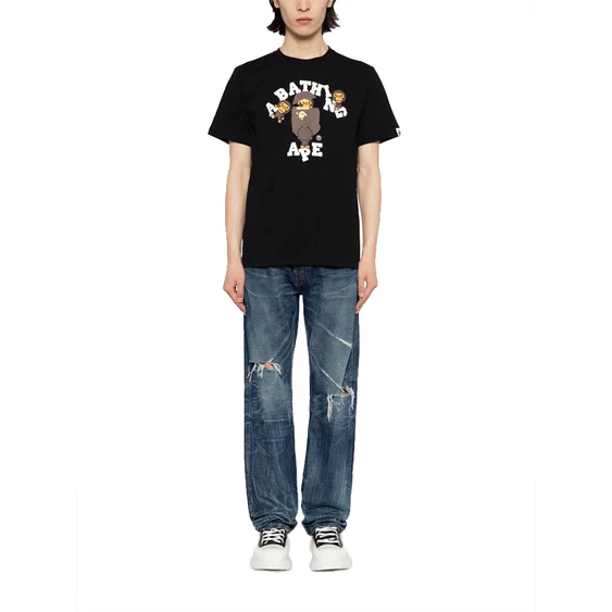 A Bathing Ape College Milo T-Shirt 'Black' 002TEJ801001MBLK