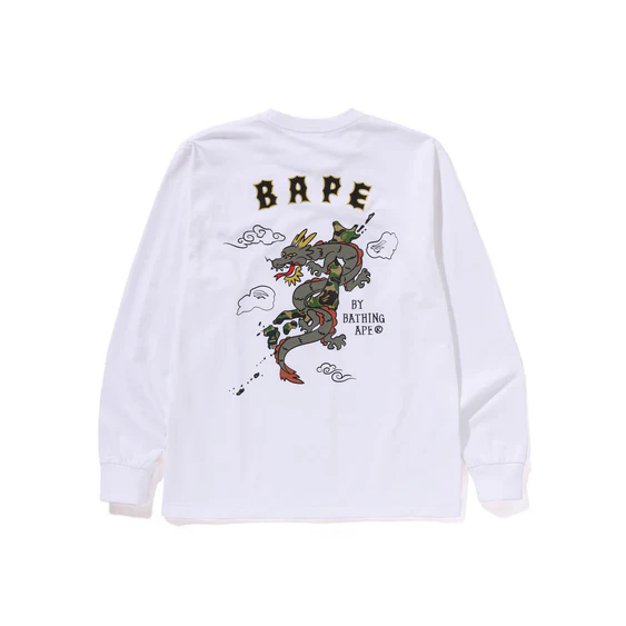 A Bathing Ape Souvenir Graphic Long Sleeves T-Shirt 'White' 001LTK301004MWHT