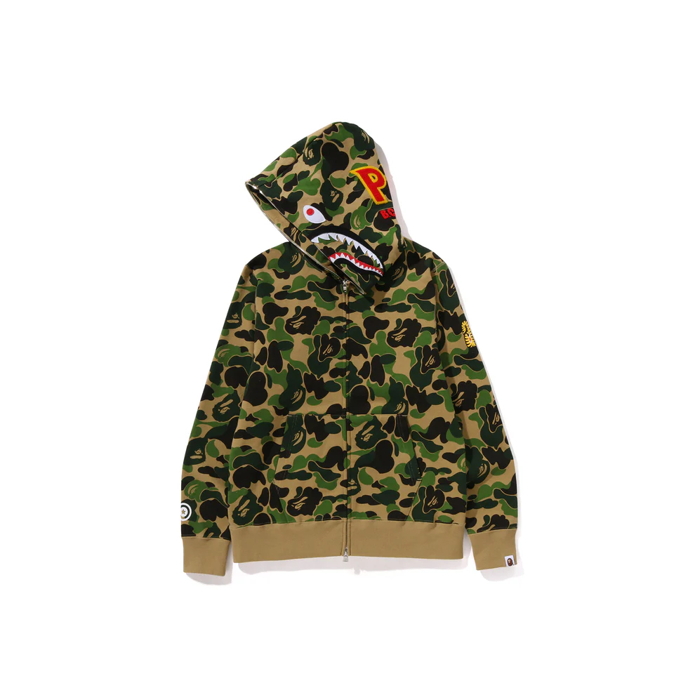 A Bathing Ape Camo Shark Zip Hoodie 'Green' 001ZPK301005MGRN