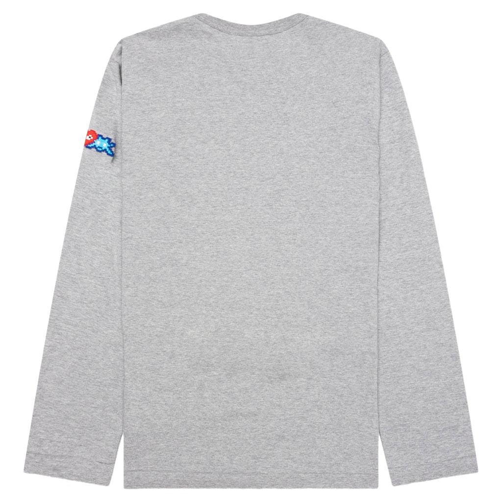 COMME des GARCONS PLAY FW25 x Invader Double Pixel Heart Long Sleeve T-Shirt 'Gray' AZ-T330-051-2