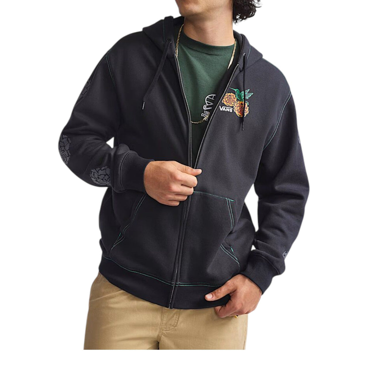 Vans Dia de los Muertos Colibri Zip Hoodie 'Black' VN000TYMBLK